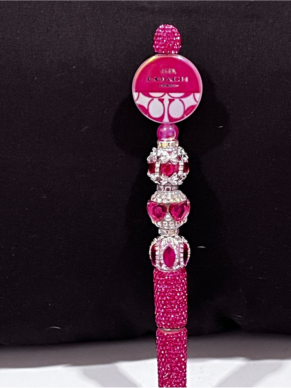 Extremely rare Coach Hot Pink acrylic focal fancy beaded pen
